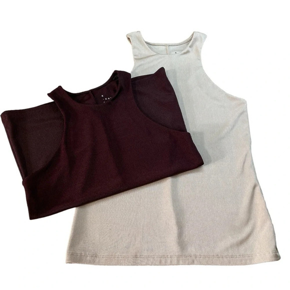 A New Day Women’s Tank Tops Sleeveless Bundle of 2 Pieces Cream Brown Size S - Picture 1 of 11